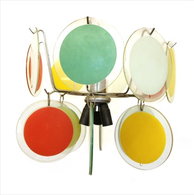 Lot 195 - A chrome and glass hanging ceiling light