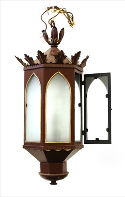 Lot 226 - A painted metal hall lantern