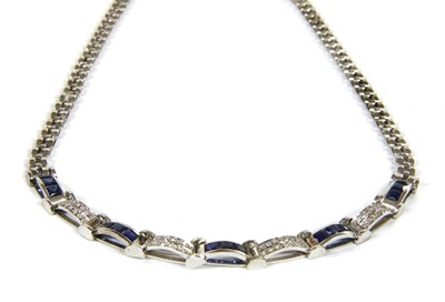 Lot 59 - A white gold sapphire and diamond necklace