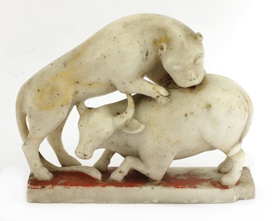 Lot 192 - An Indian polychromed stone carving
