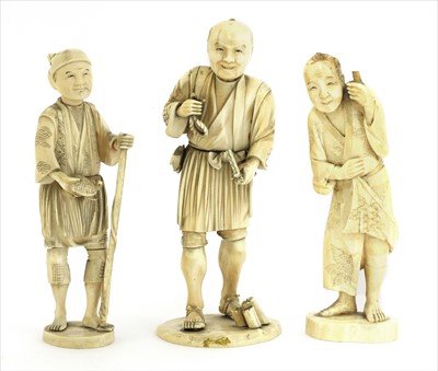 Lot 157 - A Japanese Tokyo School sectional carved ivory okimono