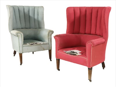 Lot 917 - A pair of mahogany framed barrel back armchairs