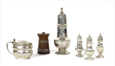 Lot 65 - A silver sugar castor
