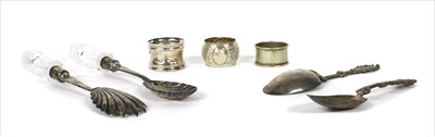 Lot 68 - A pair of silver and glass handles salad servers