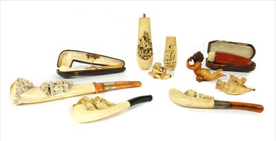 Lot 165 - Nine meerschaum pipes and cheroot holders