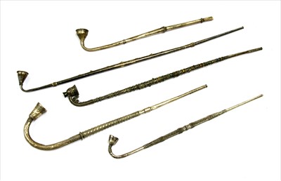 Lot 7 - Five Thai silver pipes