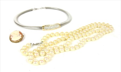 Lot 46 - A single row uniform simulated pearl necklace by Christian Dior