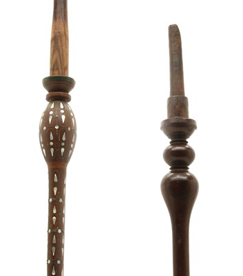 Lot 16 - Two Persian silver and enamelled narghile water pipes