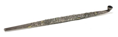 Lot 19 - A Japanese silver two-part kiseru pipe