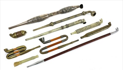 Lot 22 - A Japanese silver kiseru tobacco pipe