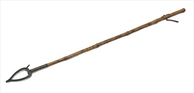 Lot 80 - A Regency bamboo and brass long arm library grab