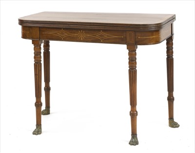 Lot 954 - A George IV mahogany and rosewood crossbanded card table