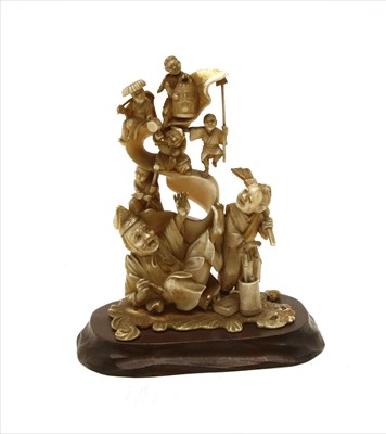 Lot 212 - A 19th century Japanese ivory group