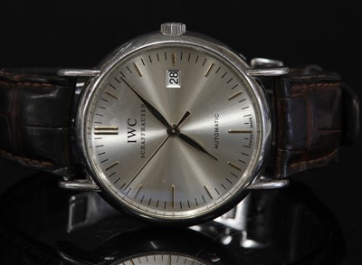 Lot 400 - A gentlemen's stainless steel IWC Schaffhausen 'Portofino' automatic strap watch