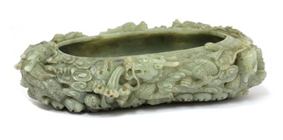 Lot 205 - A large Chinese hardstone brush washer