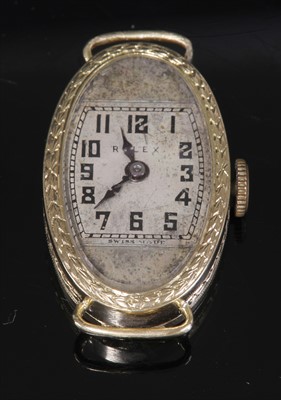 Lot 347 - A ladies' Art Deco 18ct gold Rolex 'Prima' mechanical strap watch, c.1924