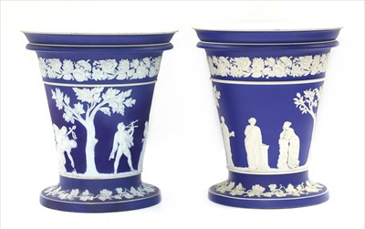Lot 15 - An large pair of Wedgwood jasperware vases