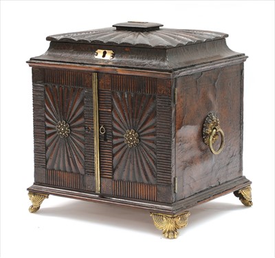 Lot 78 - A Regency leather jewellery, work and writing casket