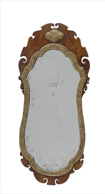 Lot 839 - A George III flame veneered mahogany wall mirror