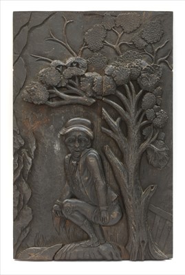 Lot 124 - A primitive carved oak panel
