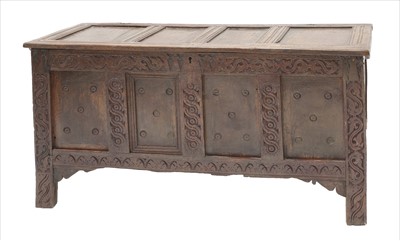 Lot 798 - An oak four-panel coffer