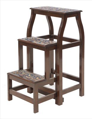 Lot 926 - A set of mahogany folding library steps