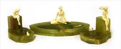 Lot 500 - Three Art Deco ivory and onyx pin dishes