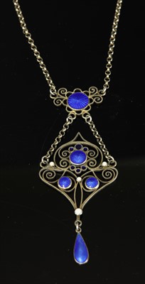 Lot 100 - A Norwegian silver gilt enamel pendant by Marius Hammer, c.1910