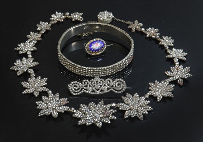 Lot 7 - An early Victorian cut steel graduated star necklace, c.1840