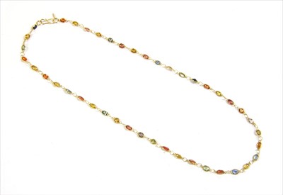 Lot 130 - A gold varicoloured sapphire rivière necklace