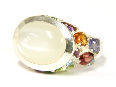 Lot 110 - A silver assorted gemstone ring