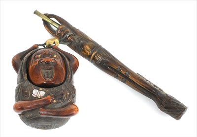 Lot 42 - A Japanese smoking set, tonkotsu and kiseruzutsu with kiseru