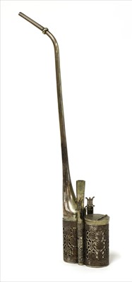 Lot 58 - A Chinese white metal opium pipe