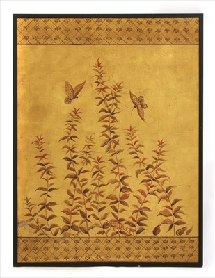 Lot 415A - A set of three gilt and painted panels