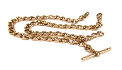 Lot 174 - A 9ct gold curb link double Albert chain