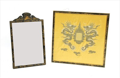 Lot 416 - A Chinese embroidered silk panel