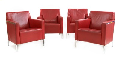 Lot 941 - Four red leather chairs