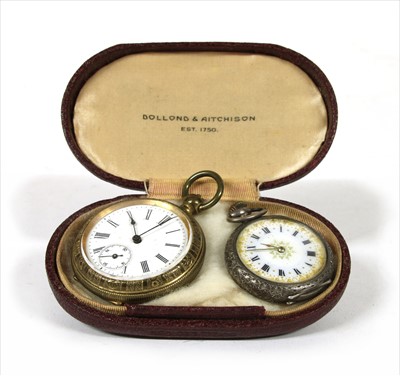 Lot 63 - A sterling silver top wind open-faced fob watch
