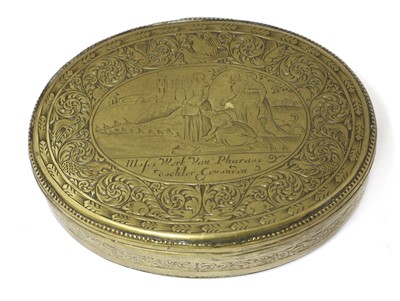 Lot 171 - A Dutch brass tobacco box