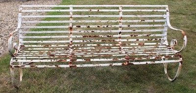 Lot 765 - An iron slat garden bench