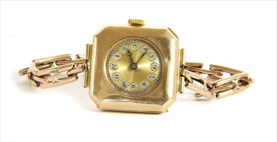 Lot 184 - A ladies' 9ct gold mechanical bracelet watch