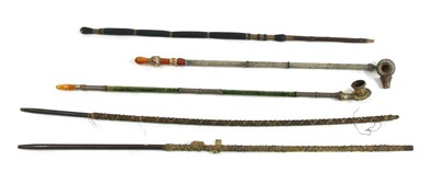 Lot 187 - Two gilt and silvered metal chibouk pipes