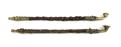 Lot 47 - Two Chinese rootwood opium pipes