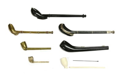 Lot 193 - Three Dutch East Indies' wood and lacquer pipe cases
