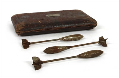 Lot 142 - Three rare Bristol Motors made Royal Flying Corps flechette aerial dropped aircraft darts
