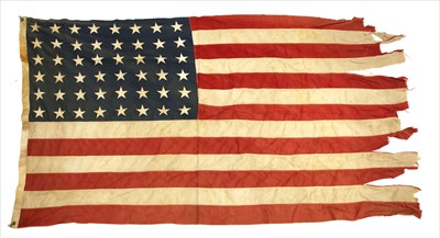 Lot 180 - A large WWII battle worn single panel 48 star US Naval flag