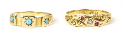 Lot 6 - A Victorian 18ct gold diamond and ruby ring