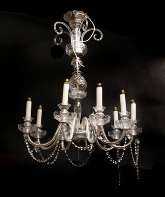 Lot 383 - A large cut glass nine light electrolier
