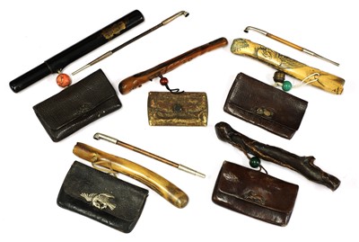 Lot 241 - A collection of five Japanese kiseruzutsu (pipecase)