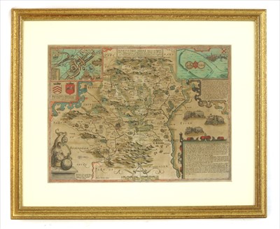 Lot 415 - A John Speede map of Hertfordshire